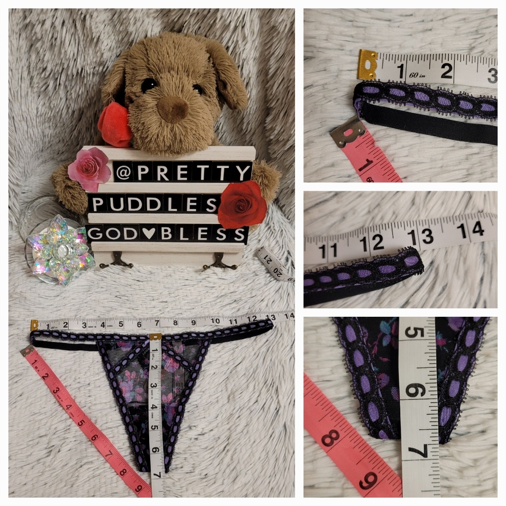 🎀 VS Dream Angels Ribbon Slot Floral Mesh V-String Panty 🎀 - Picture 4 of 12